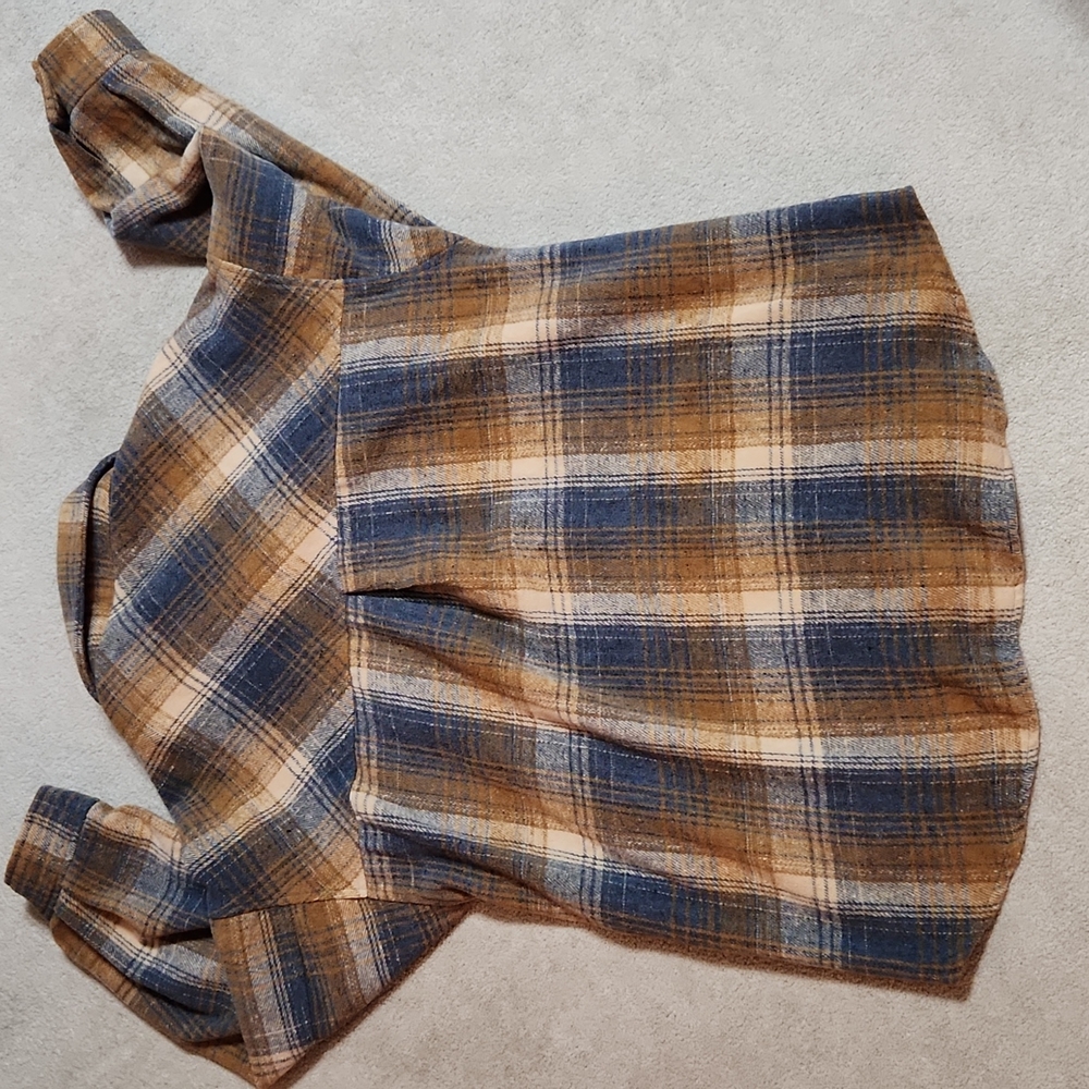 Shacket Plaid Soft Flannel Shirt Jacket - M/L - Picture 6 of 9